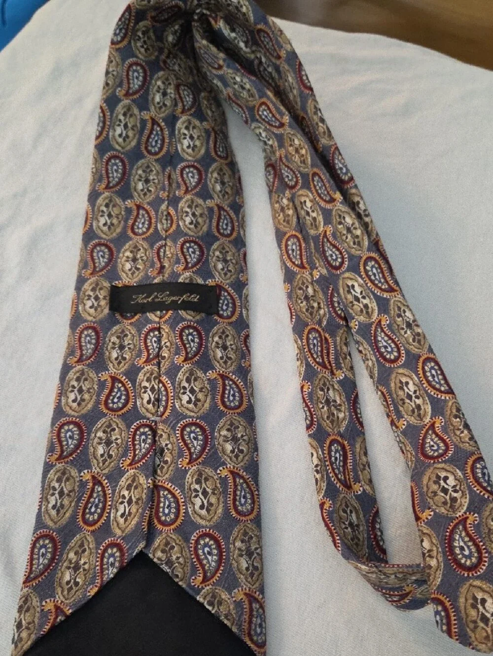 Karl Lagerfeld Navy Paisley Tie with Brown and Red Accents